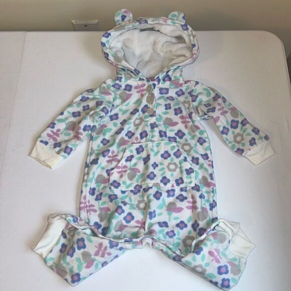 👕 9mcarters hooded flower fleece romper - Picture 1 of 2